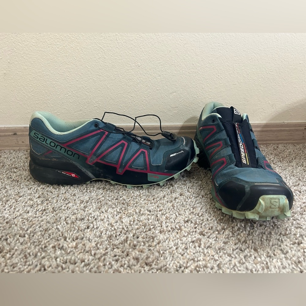 Salomon Trail Running Shoes Speedcross 4 CS Trail Teal Mix Women's Size 9 Hiking